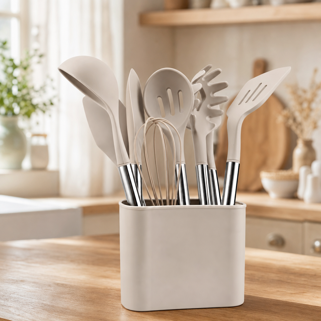 12-Piece Silicone Utensil Set with Storage Holder