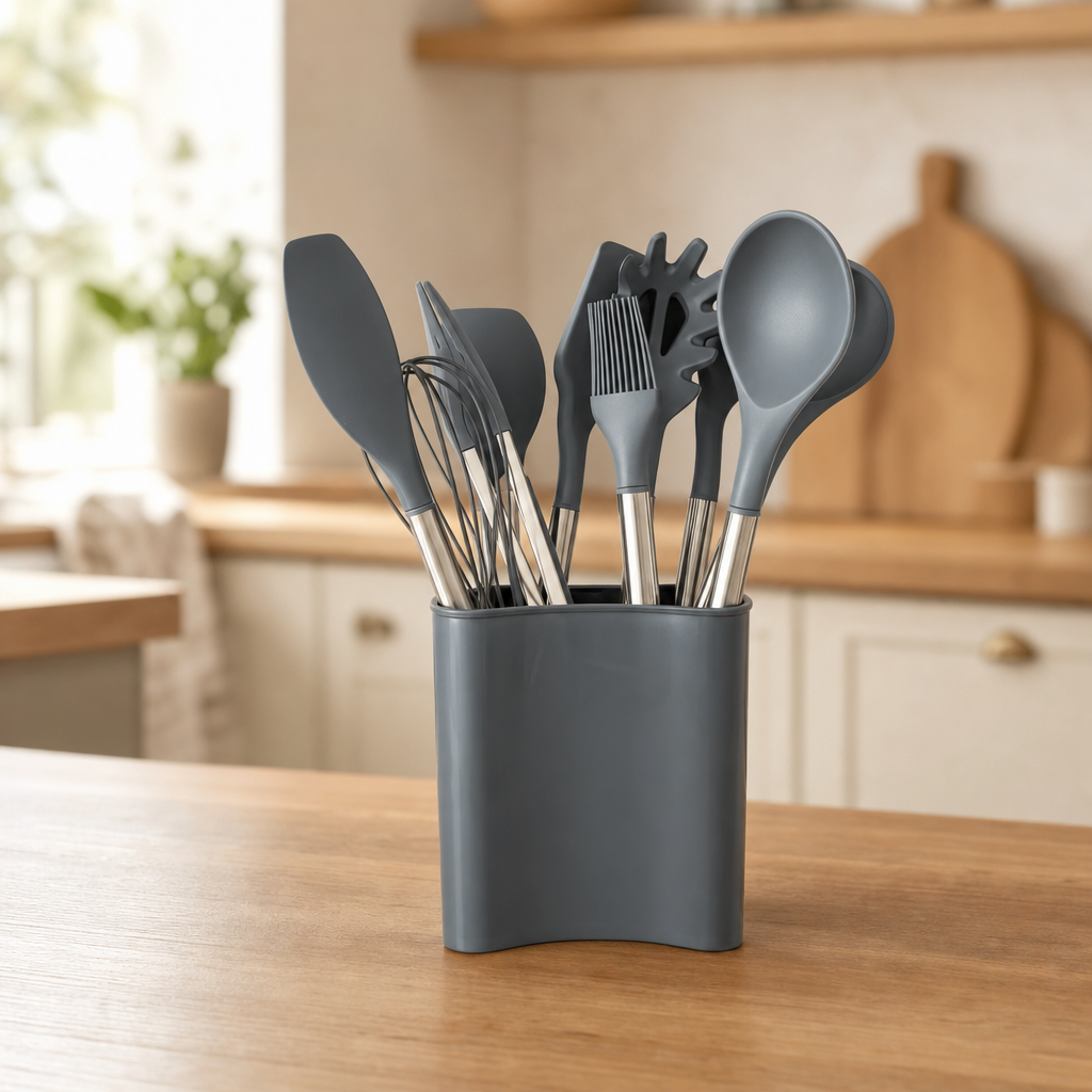 12-Piece Silicone Utensil Set with Storage Holder