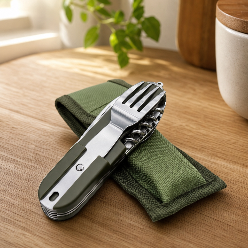 7-in-1 Foldable Stainless Steel Travel Cutlery Set