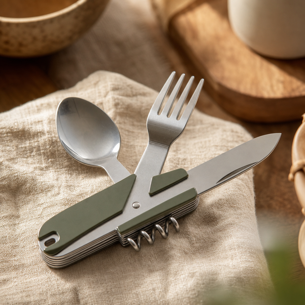 7-in-1 Foldable Stainless Steel Travel Cutlery Set