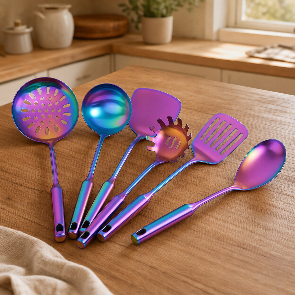 7-Piece Stainless Steel Utensil Set, Metallic Finish