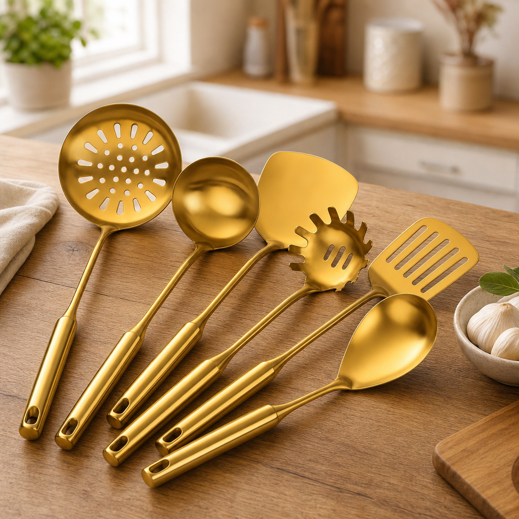 7-Piece Stainless Steel Utensil Set, Metallic Finish