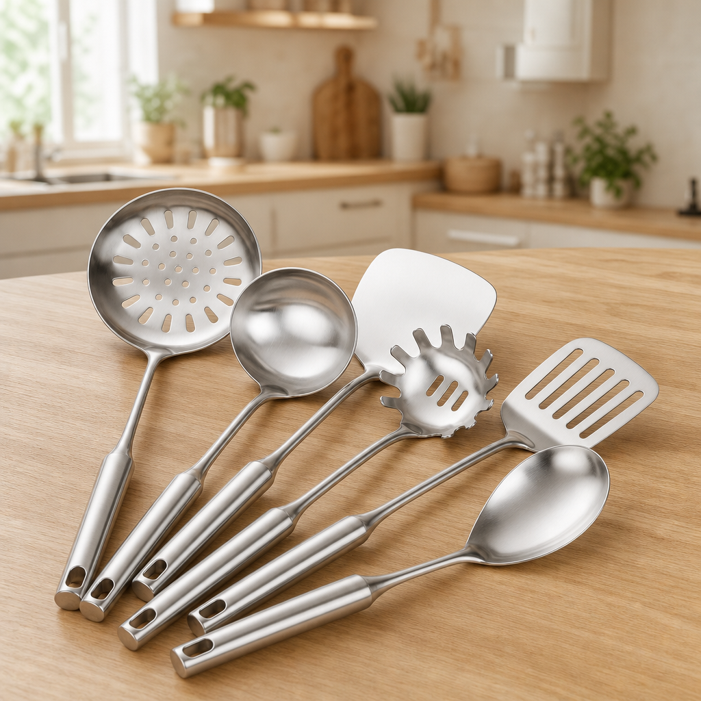 7-Piece Stainless Steel Utensil Set, Metallic Finish