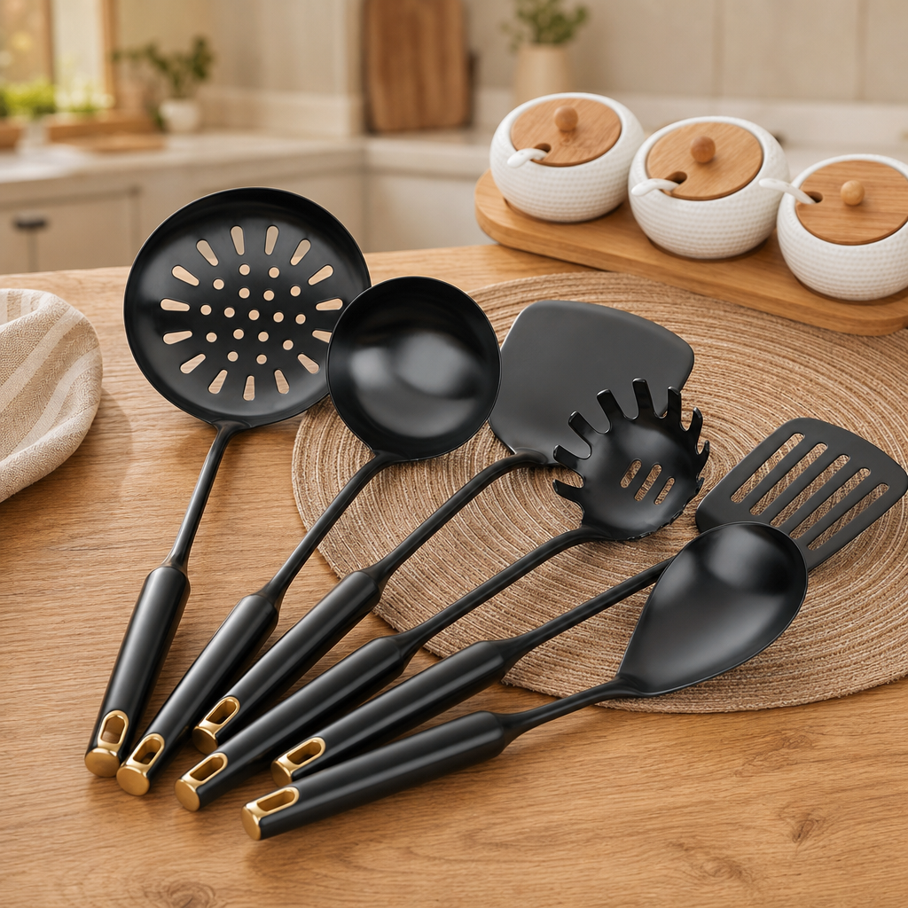7-Piece Stainless Steel Utensil Set, Metallic Finish