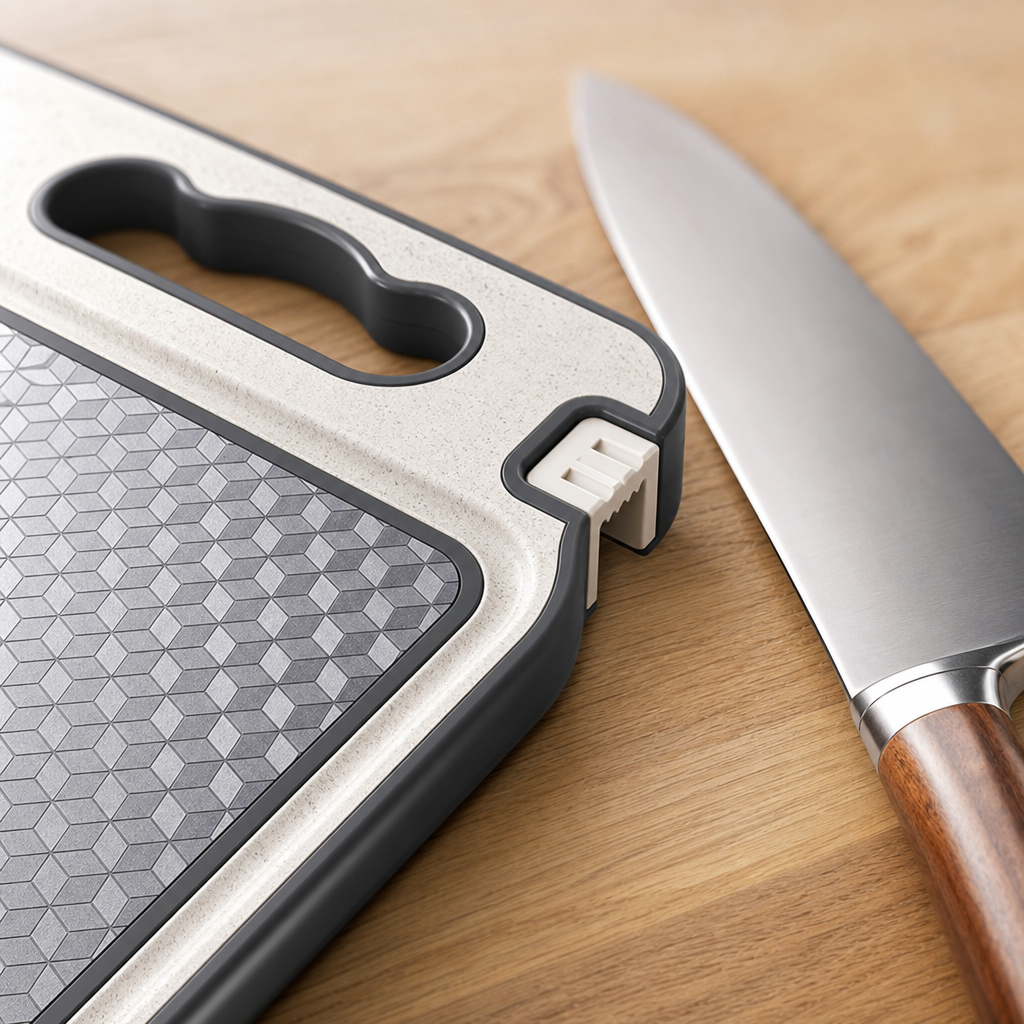Anti-Scratch Cutting Board with Built-In Knife Sharpener