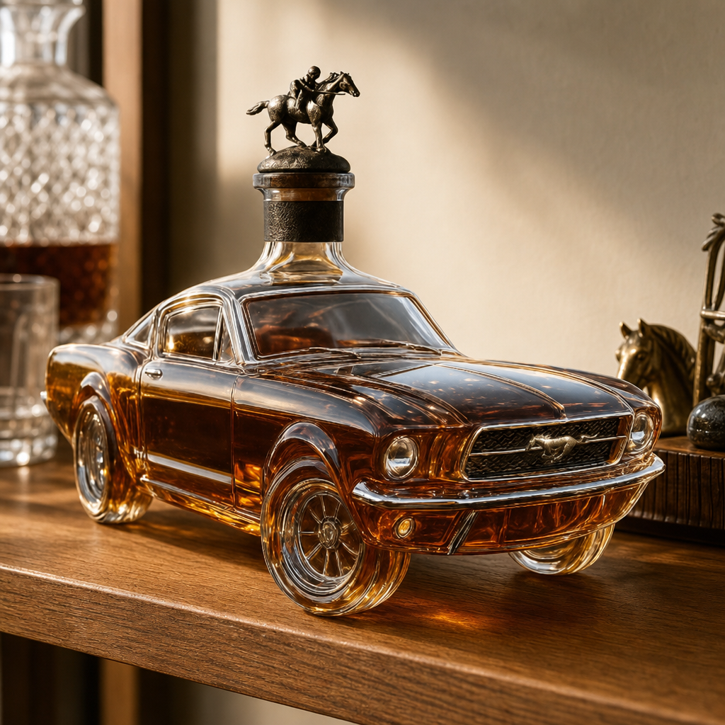 Car-Shaped Glass Whiskey Decanter, Home Bar Centerpiece