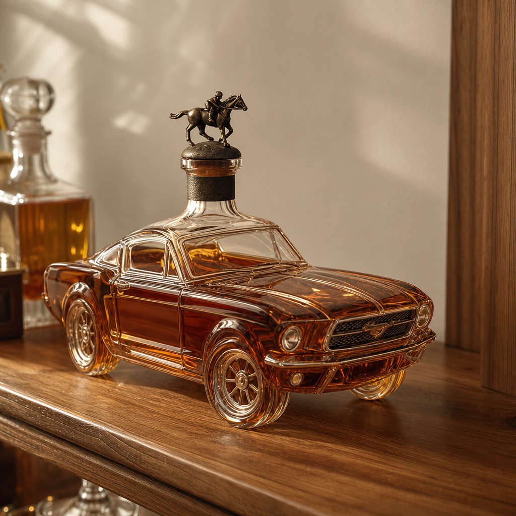 Car-Shaped Glass Whiskey Decanter, Home Bar Centerpiece