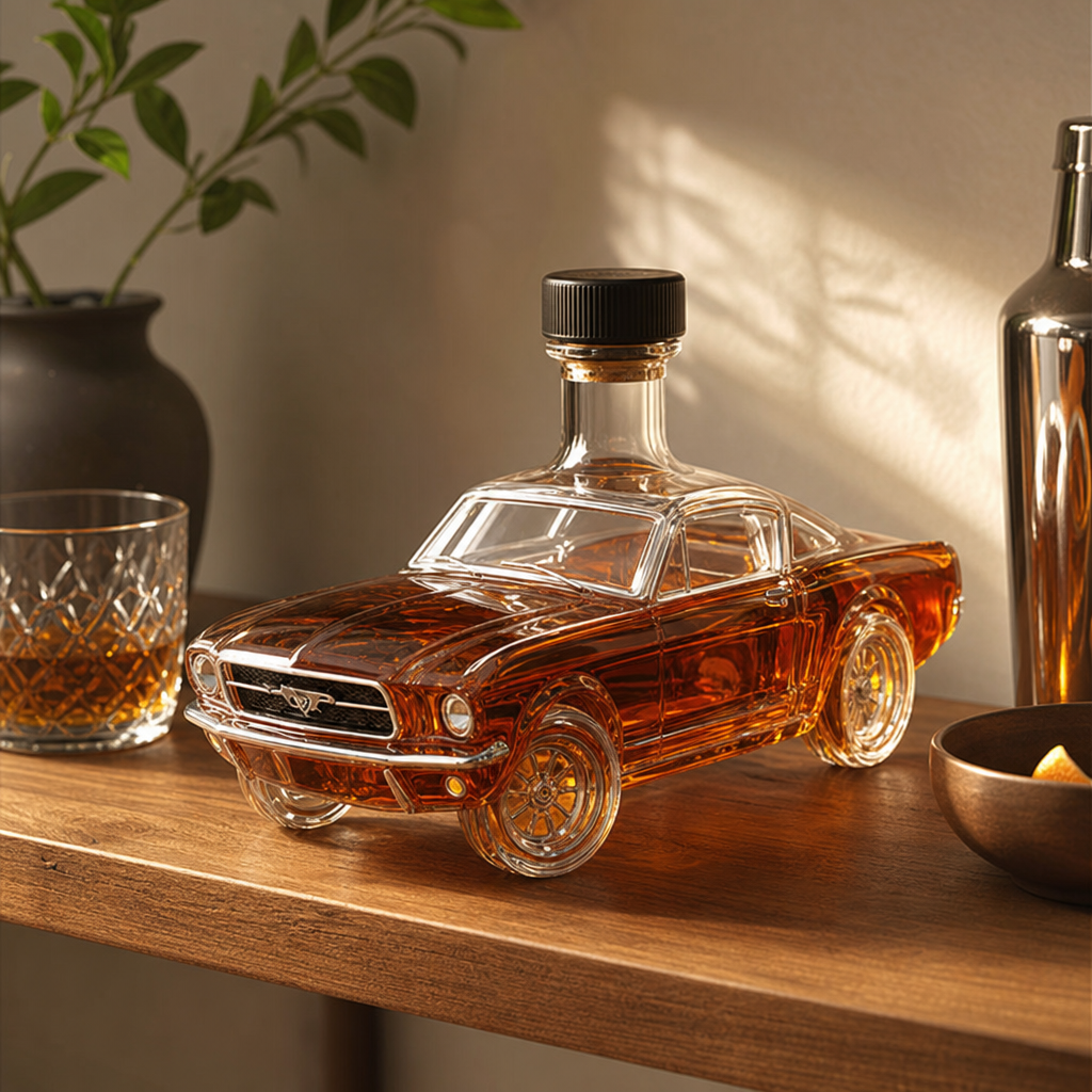Car-Shaped Glass Whiskey Decanter, Home Bar Centerpiece
