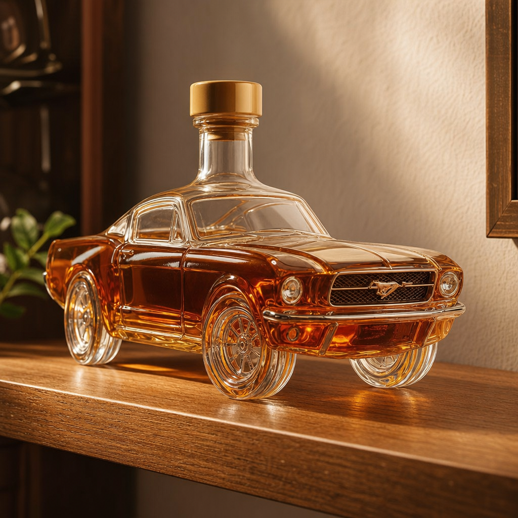 Car-Shaped Glass Whiskey Decanter, Home Bar Centerpiece
