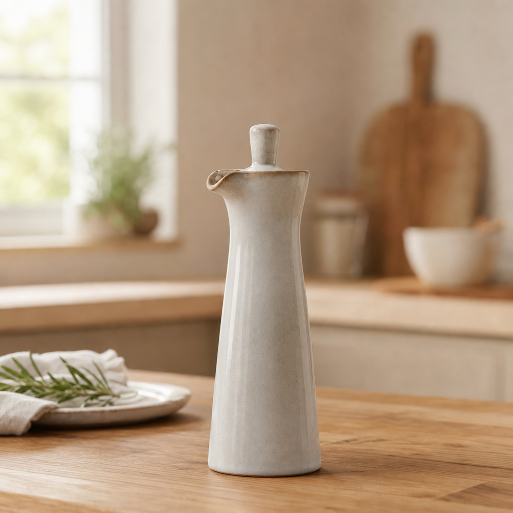 Ceramic Oil and Vinegar Dispenser, Drip-Free Spout