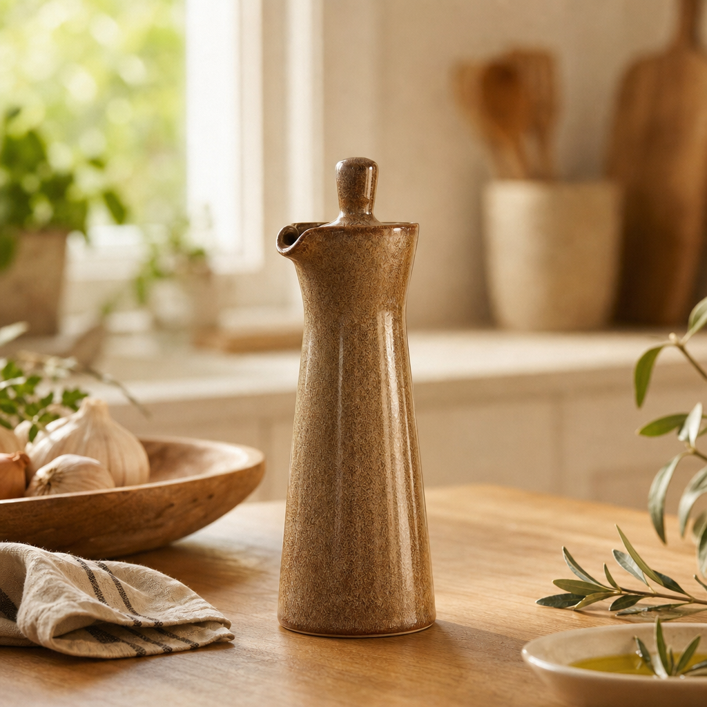 Ceramic Oil and Vinegar Dispenser, Drip-Free Spout