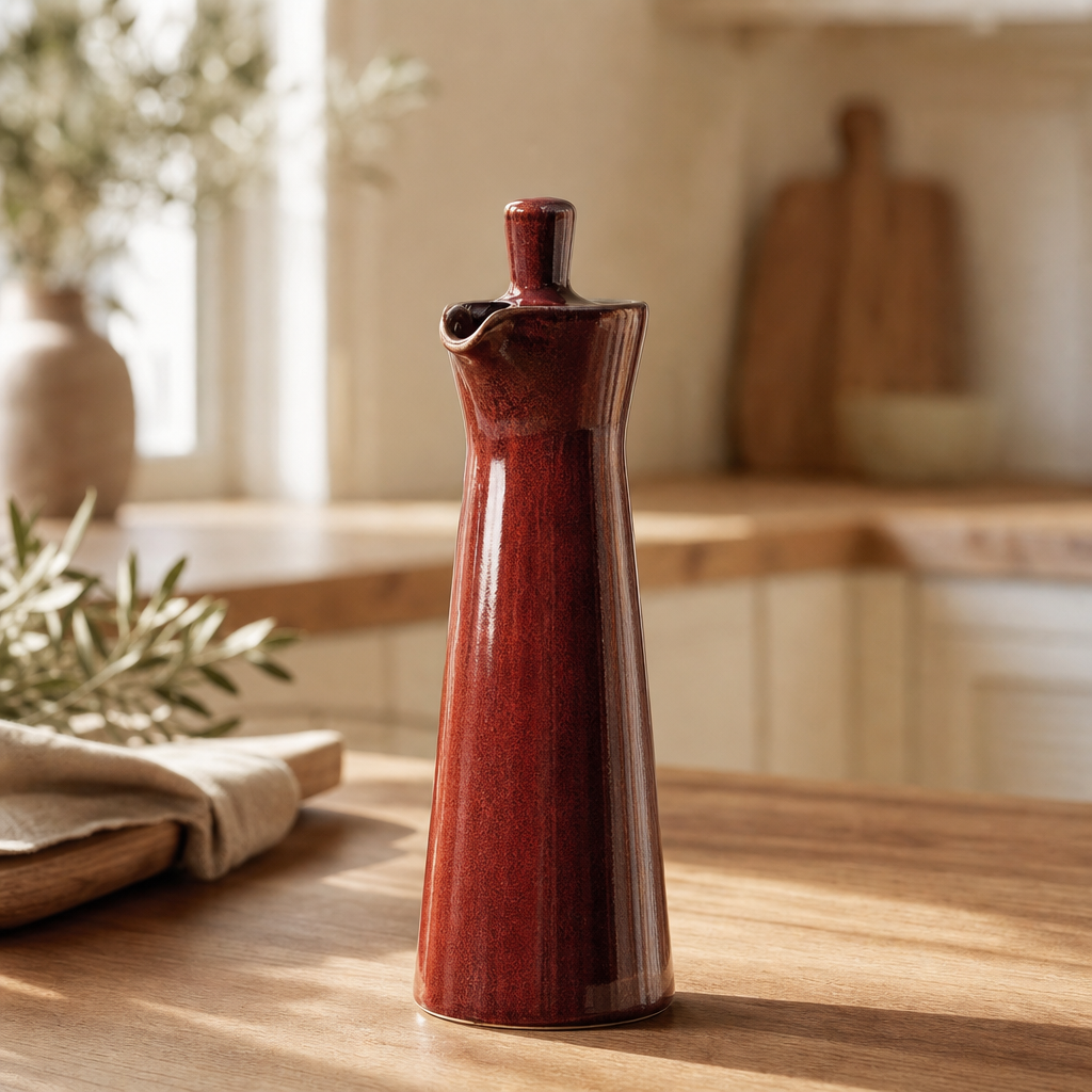 Ceramic Oil and Vinegar Dispenser, Drip-Free Spout
