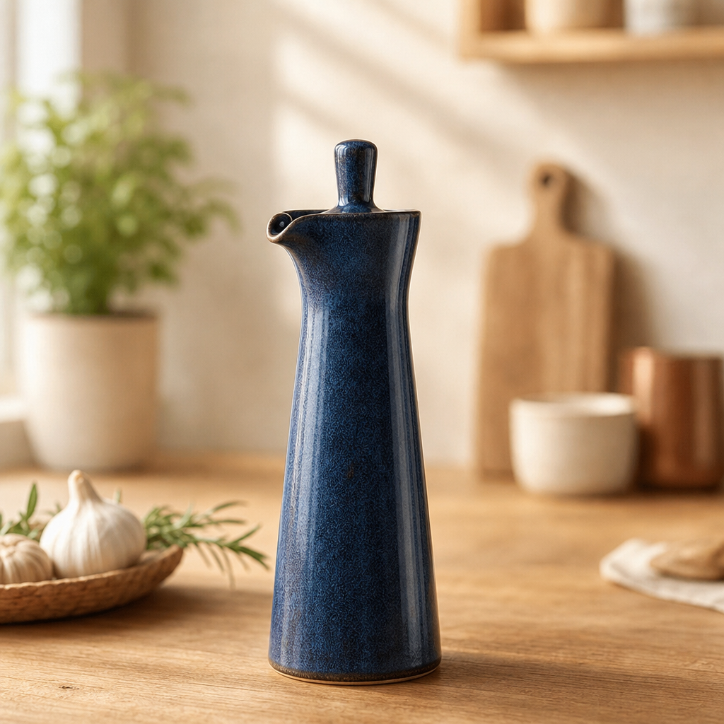 Ceramic Oil and Vinegar Dispenser, Drip-Free Spout