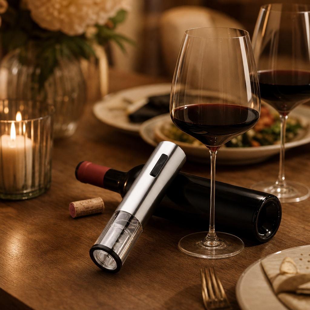 Cordless Electric Wine Opener Set with Foil Cutter and Pourer