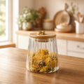 Glass Tea Storage Jar with Wooden Lid — Airtight & Food-Safe
