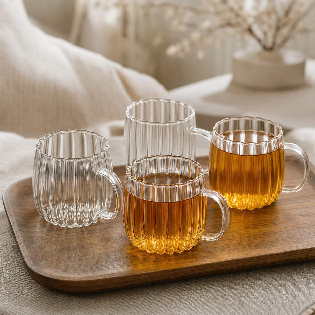 Handcrafted Glass Mug Set 350ml — Dishwasher Safe Borosilicate