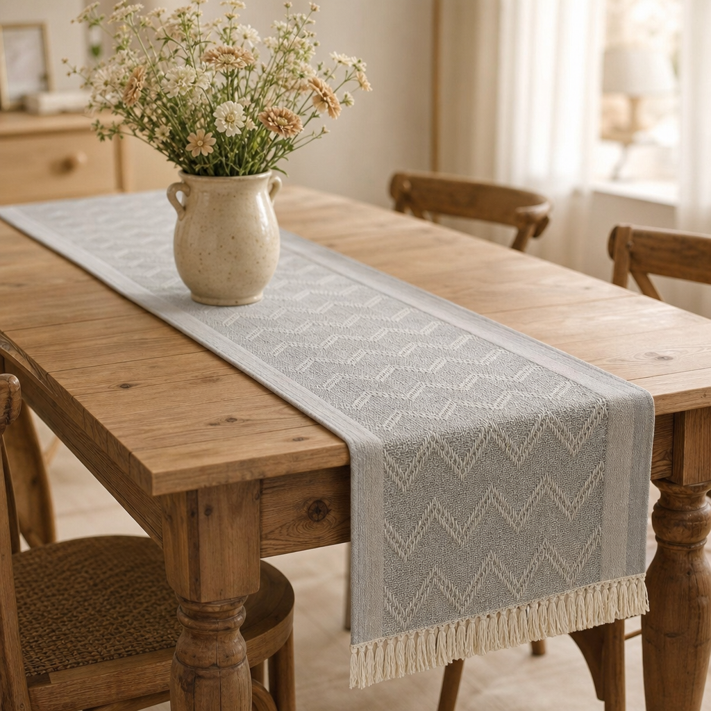 Heat-Resistant Woven Table Runner, Fringe Edge