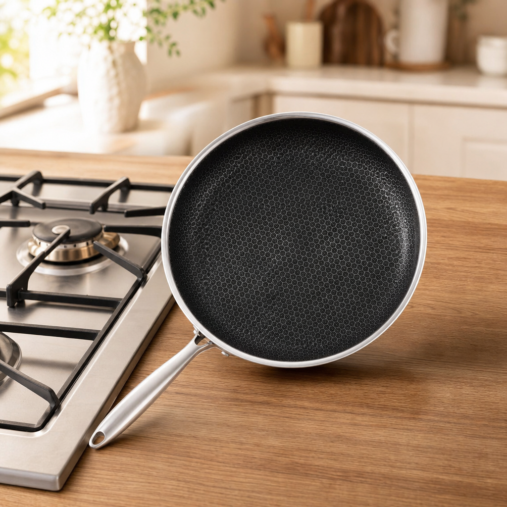 Honeycomb Stainless Steel Frying Pan, Dishwasher Safe