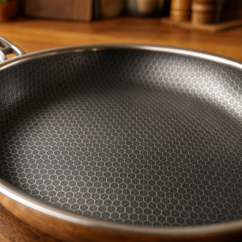 Honeycomb Stainless Steel Frying Pan, Dishwasher Safe