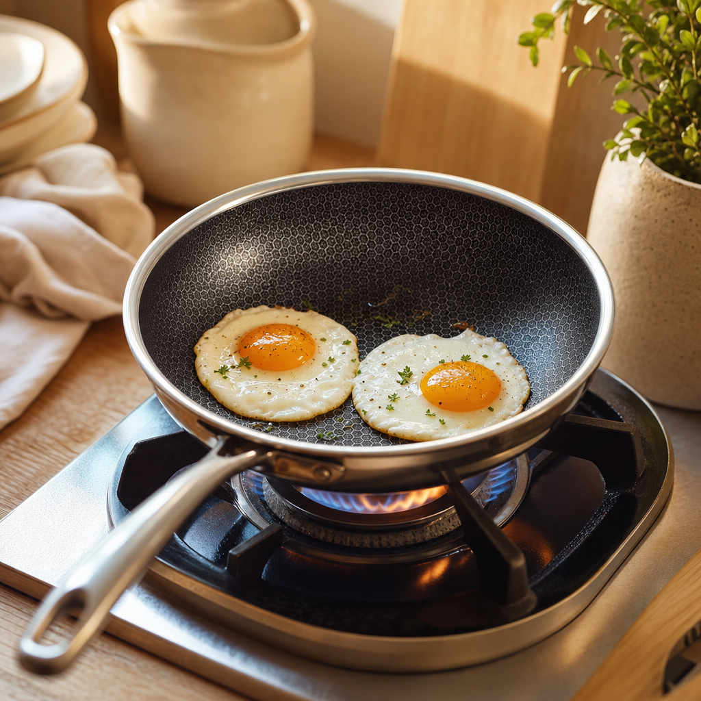 Honeycomb Stainless Steel Frying Pan, Dishwasher Safe