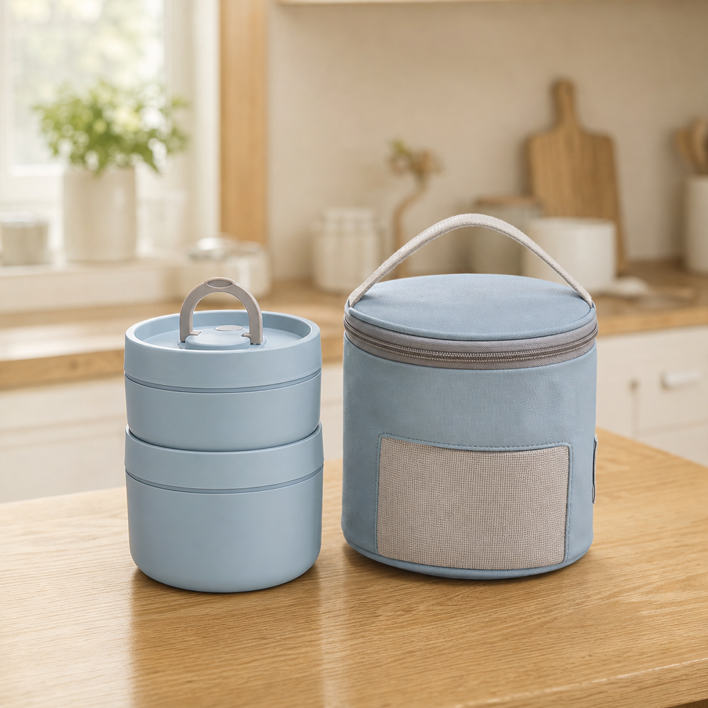 Insulated Stackable Lunch Box Set with Carry Bag