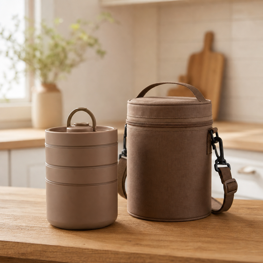 Insulated Stackable Lunch Box Set with Carry Bag
