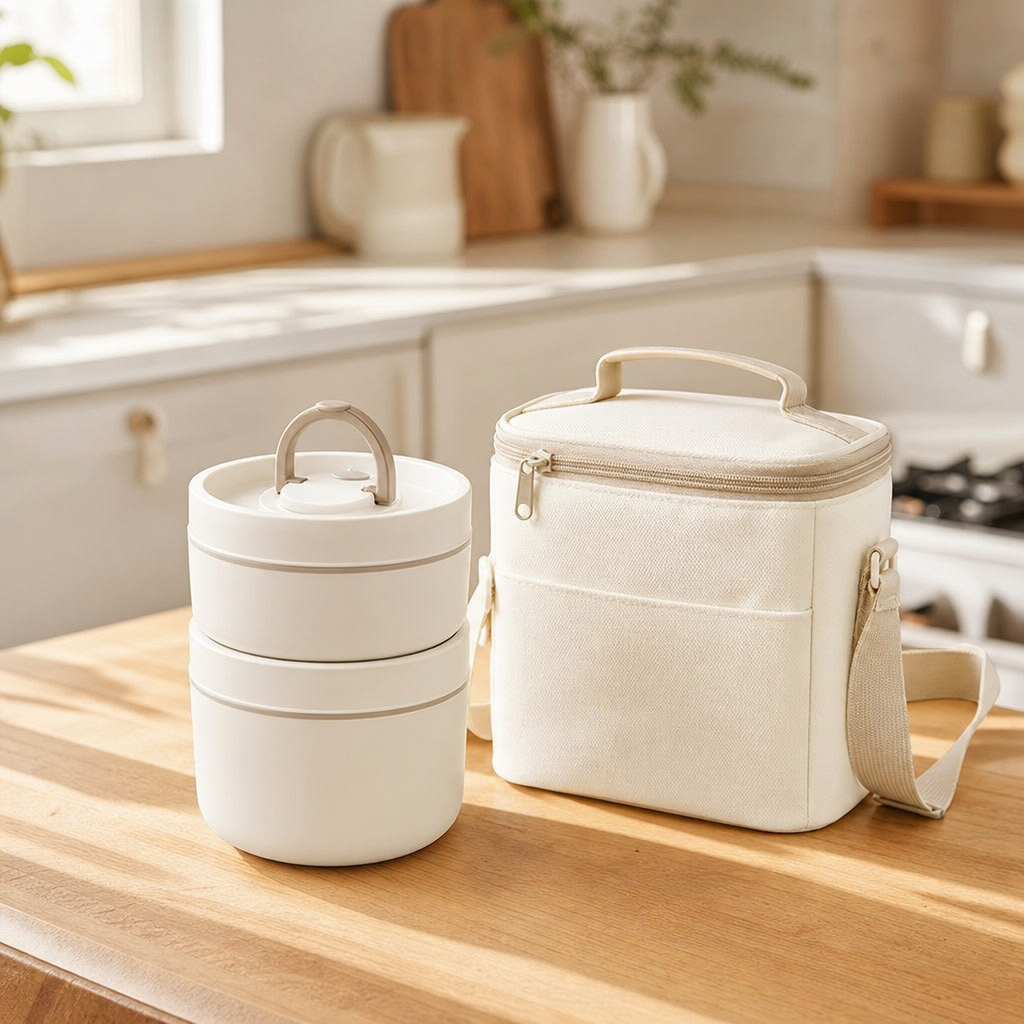 Insulated Stackable Lunch Box Set with Carry Bag