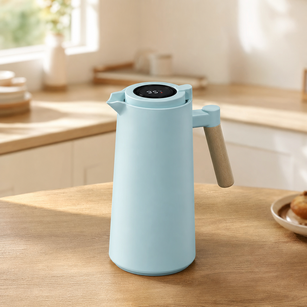 Insulated Thermal Carafe with Temperature Display, 34 oz