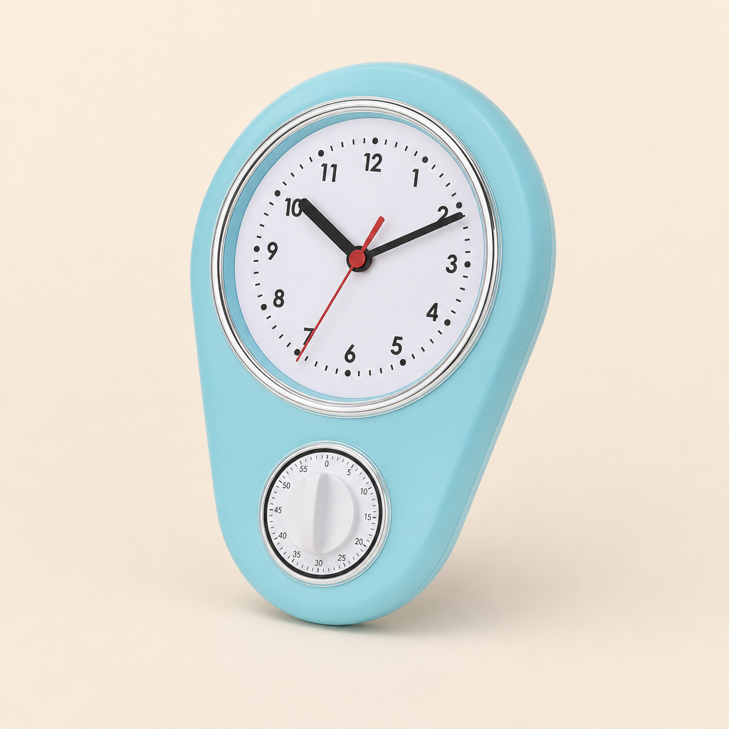 Kitchen Wall Clock with Built-In Timer