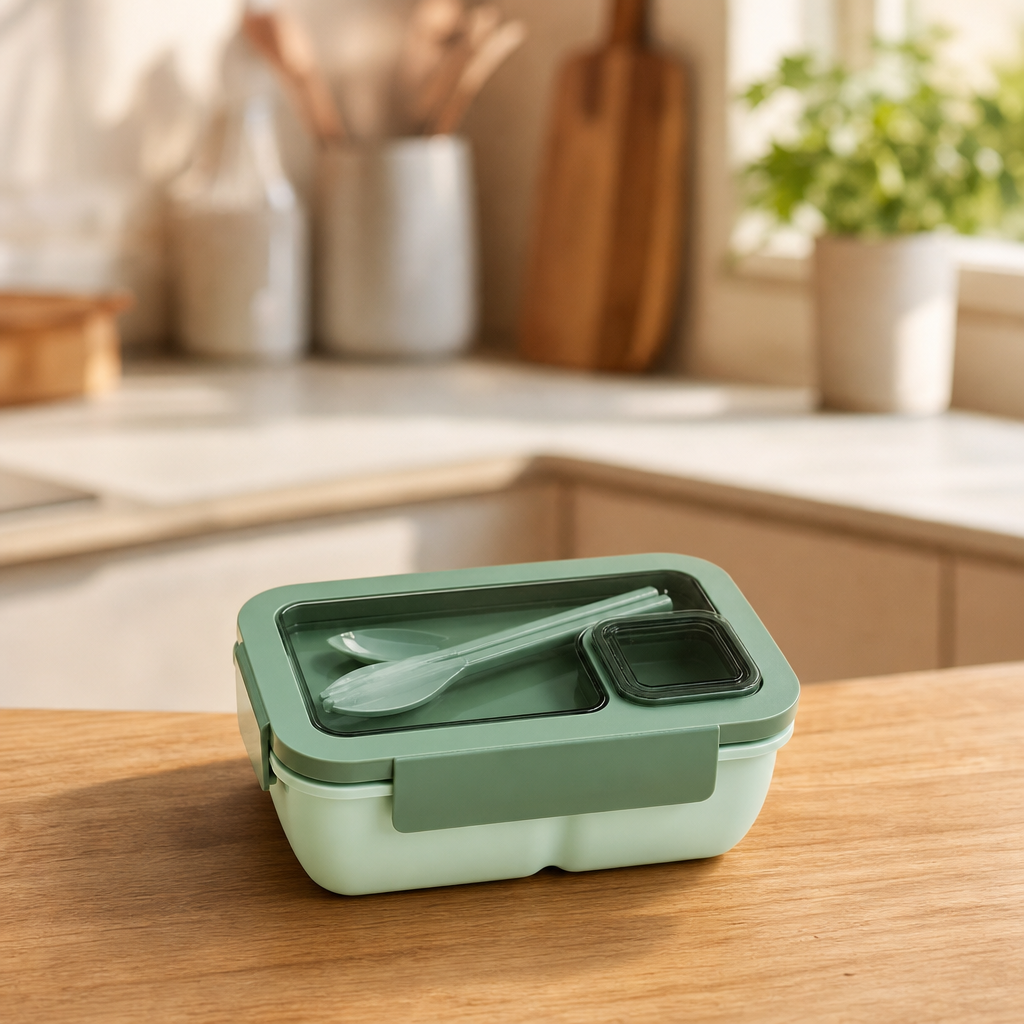 Leak-Proof Lunch Box with Built-In Cutlery