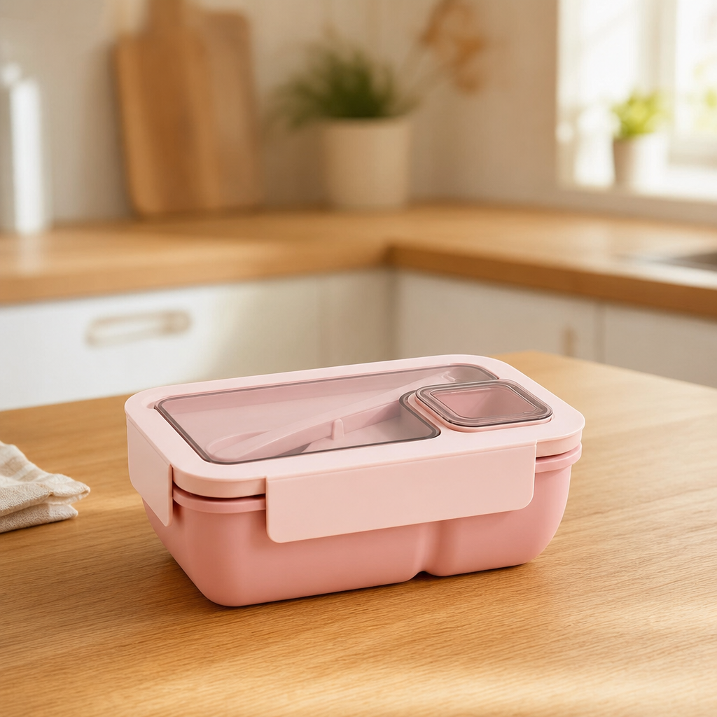 Leak-Proof Lunch Box with Built-In Cutlery