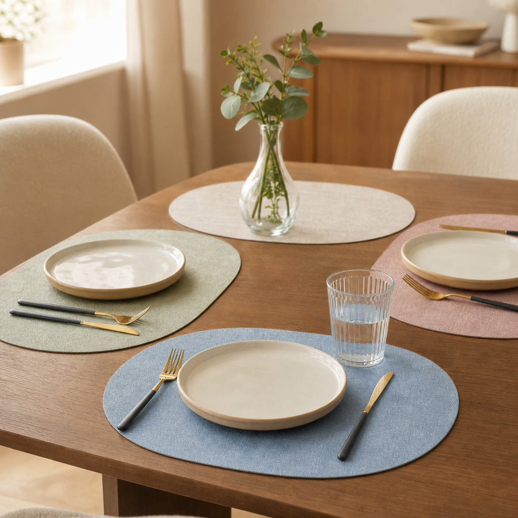 LinoMat Oval Faux Leather Placemats