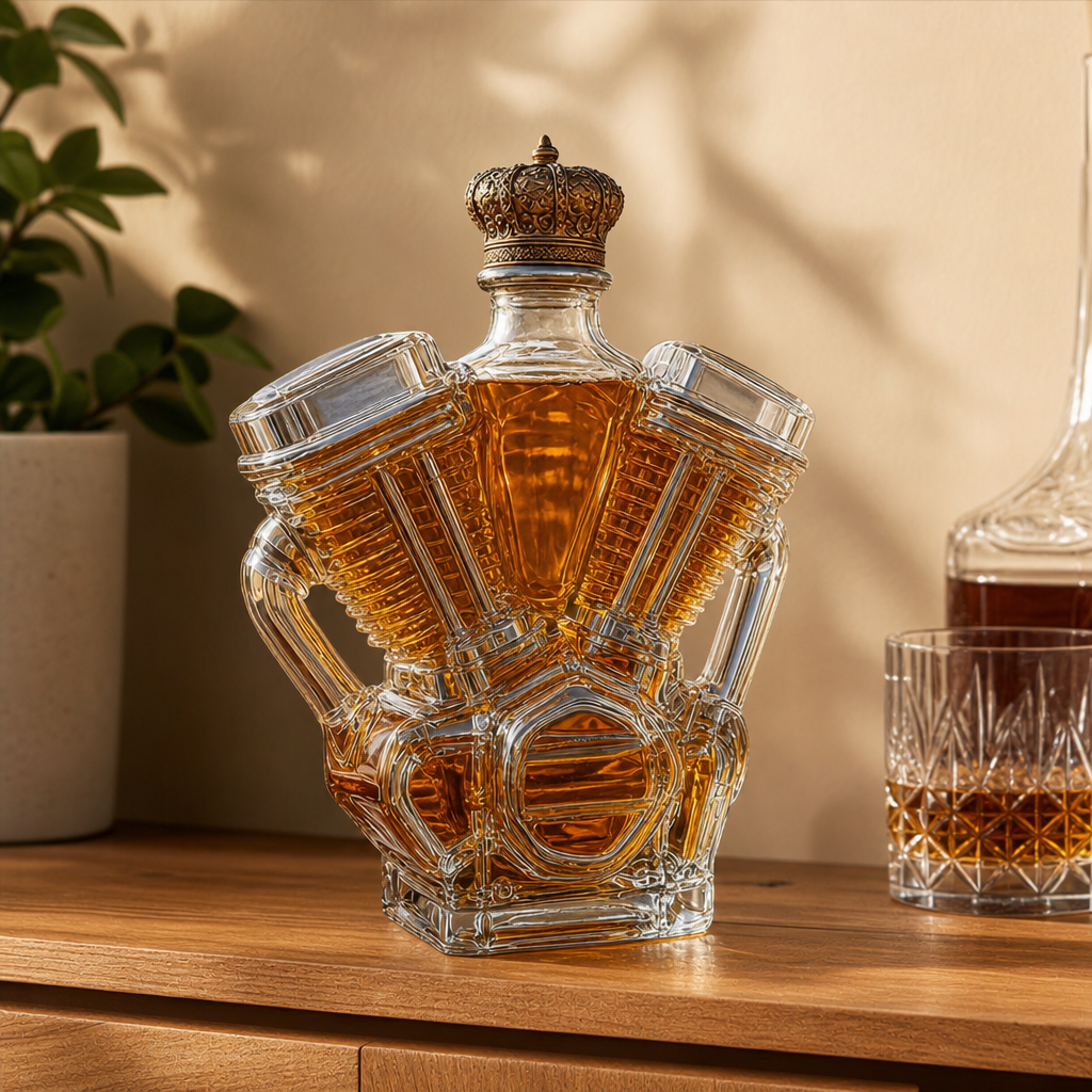 Motorcycle-Shaped Glass Whiskey Decanter