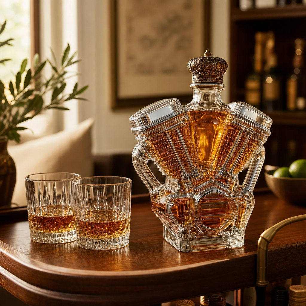 Motorcycle-Shaped Glass Whiskey Decanter