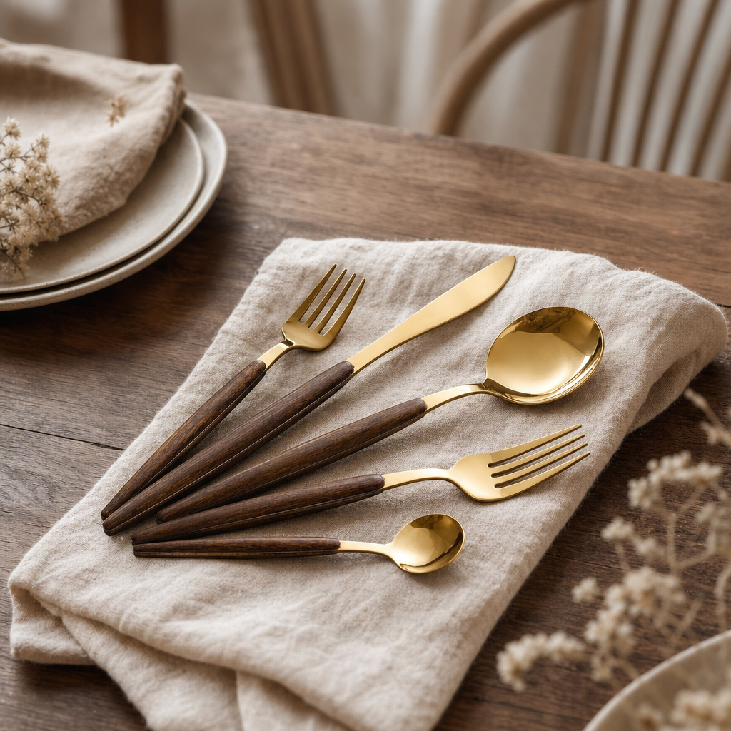 NATURACUT 16-Piece Cutlery Set with Wood Accents