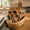 Natural Teak Wood Utensil Set, 4 to 10 Pieces