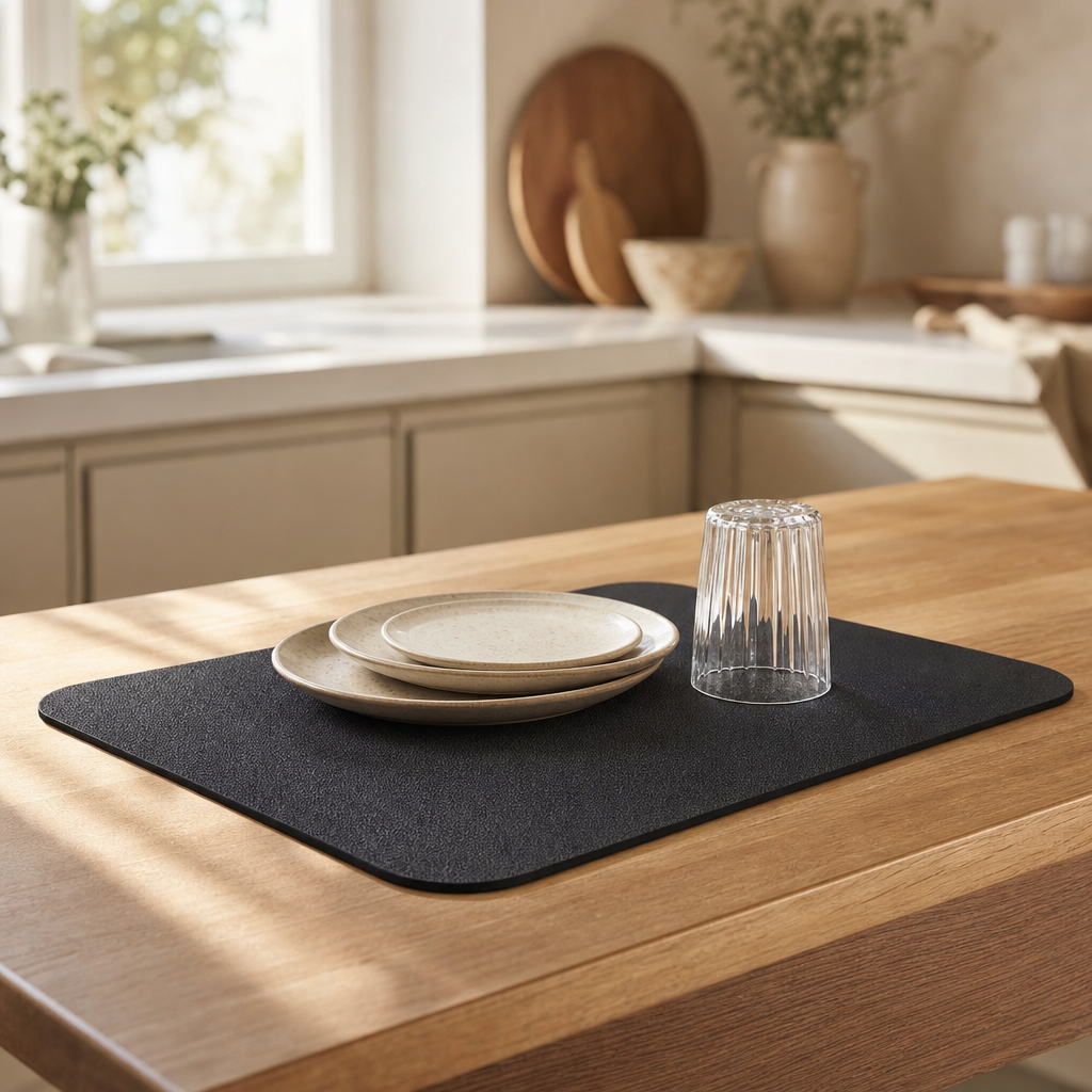 Quick-Dry Stone Dish Drying Mat, Non-Slip