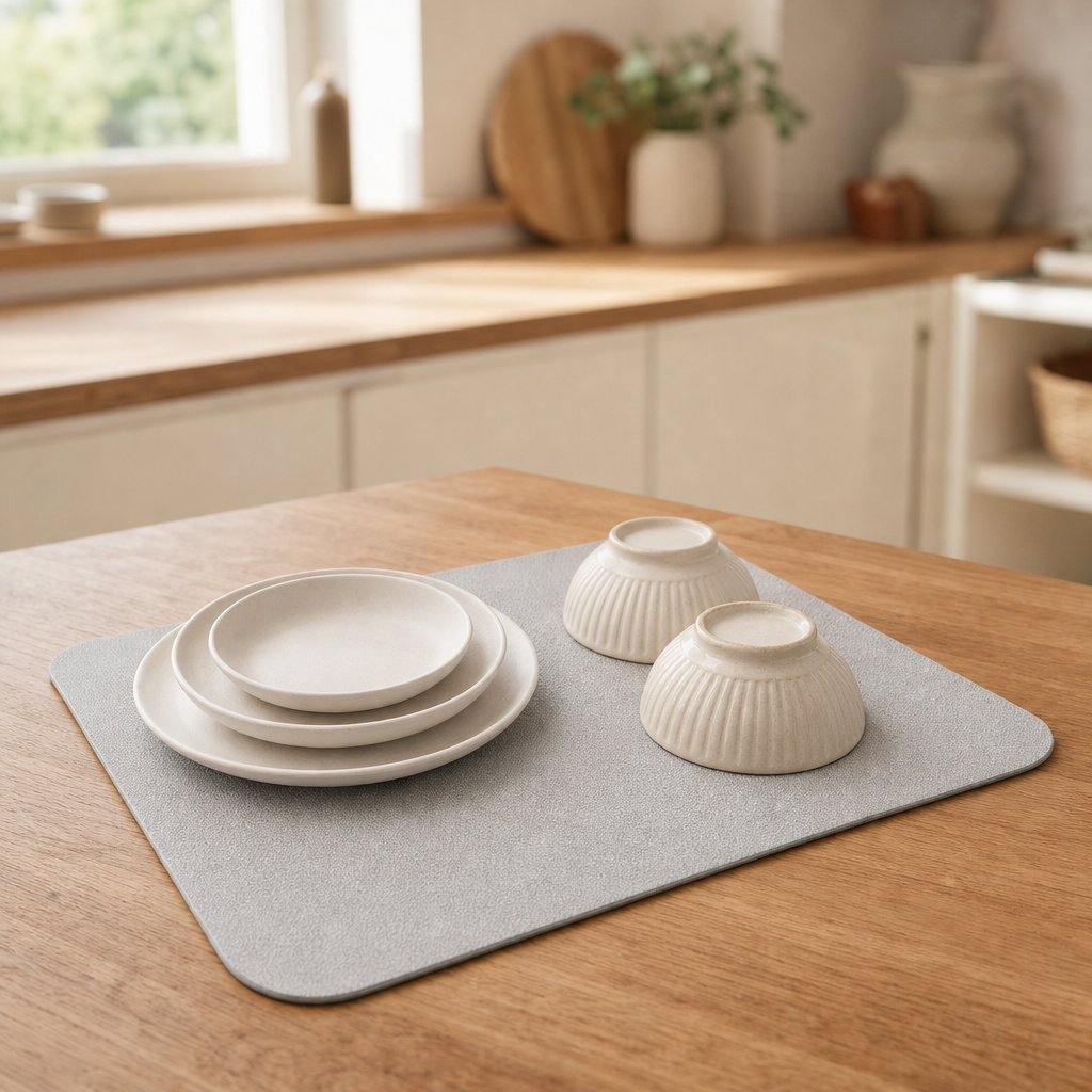 Quick-Dry Stone Dish Drying Mat, Non-Slip
