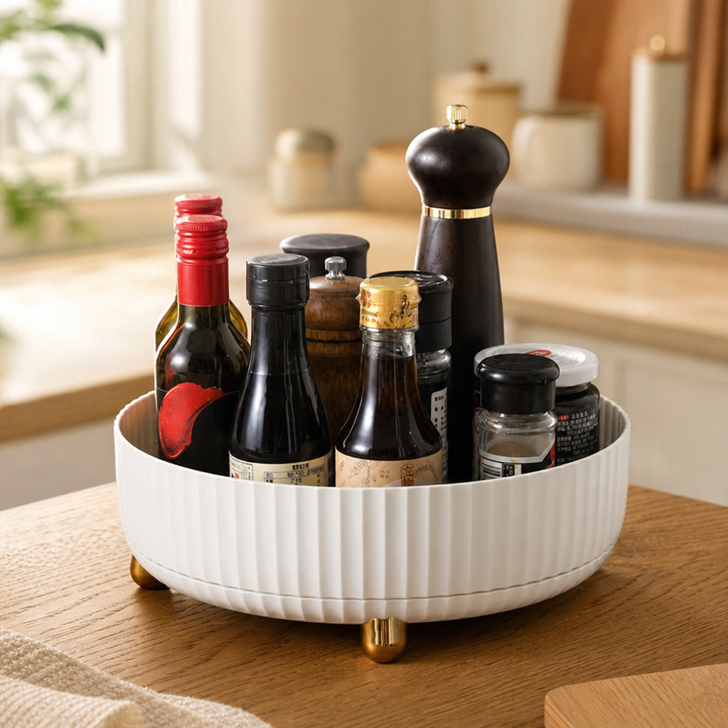 360-Degree Rotating Cabinet Turntable Organizer
