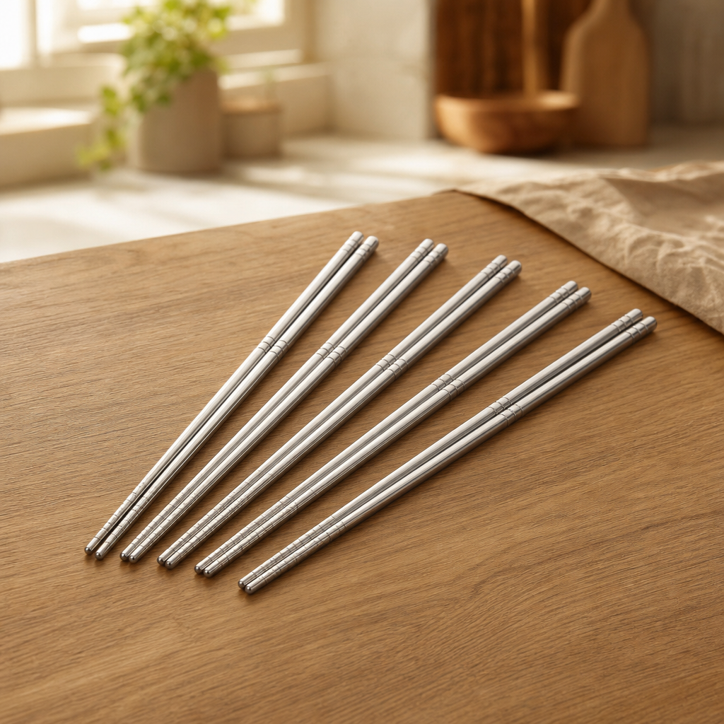 Stainless Steel Chopsticks, Set of 5 Pairs