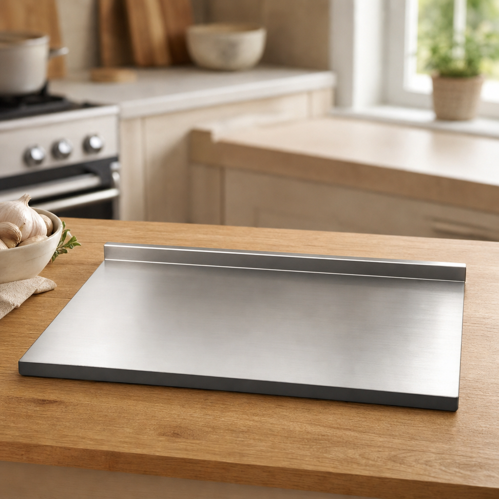 Stainless Steel Cutting Board with Spill Guard, 2 Sizes