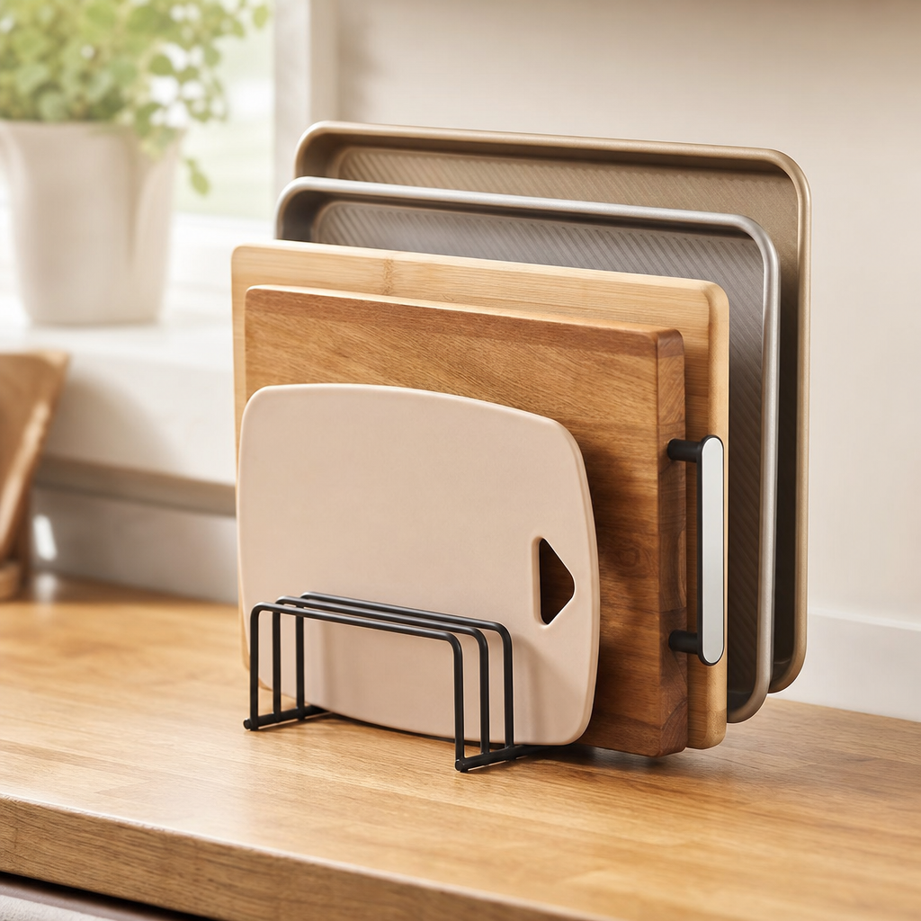 Steel Cutting Board and Bakeware Storage Rack