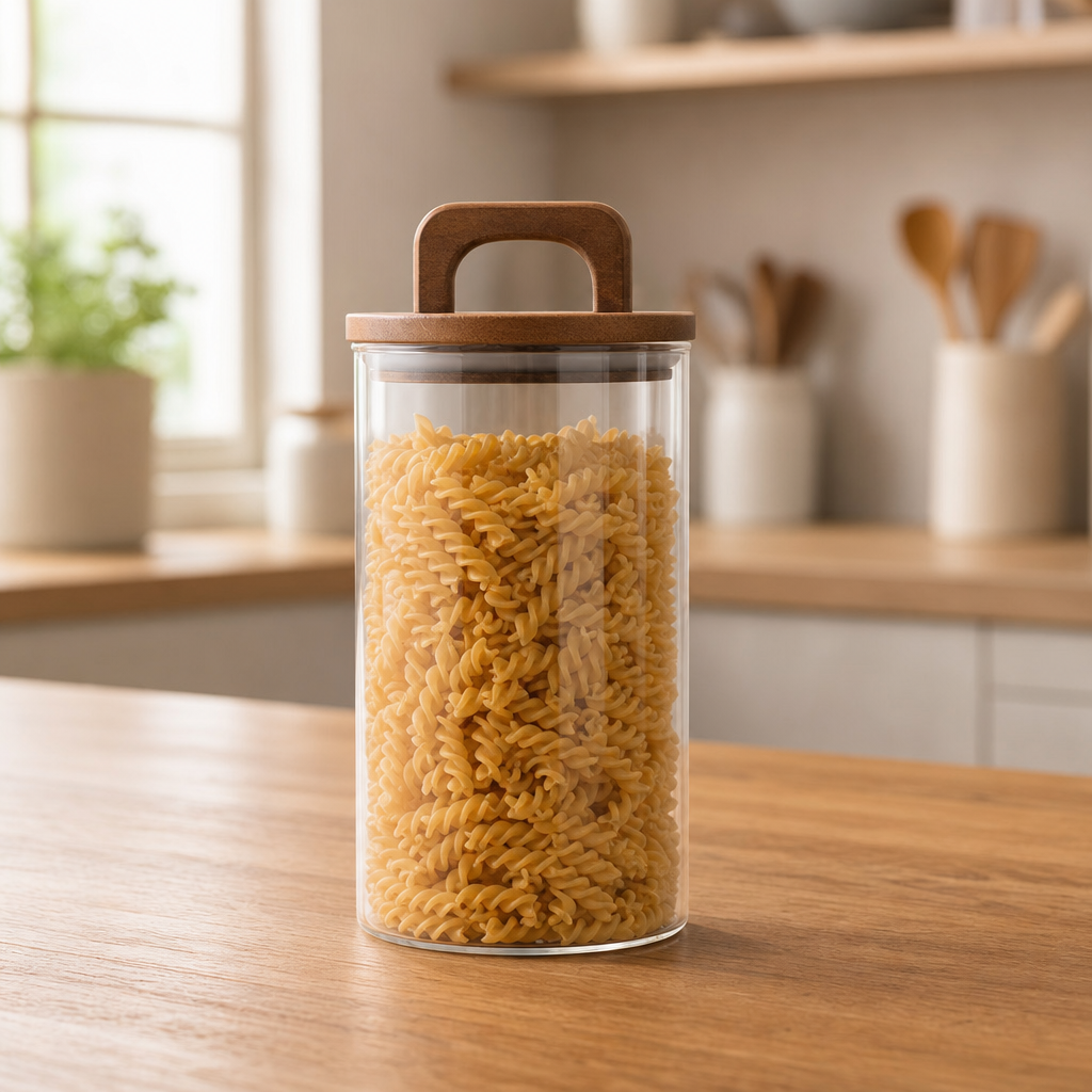 STORIVA Airtight Storage Jars with Wooden Lid