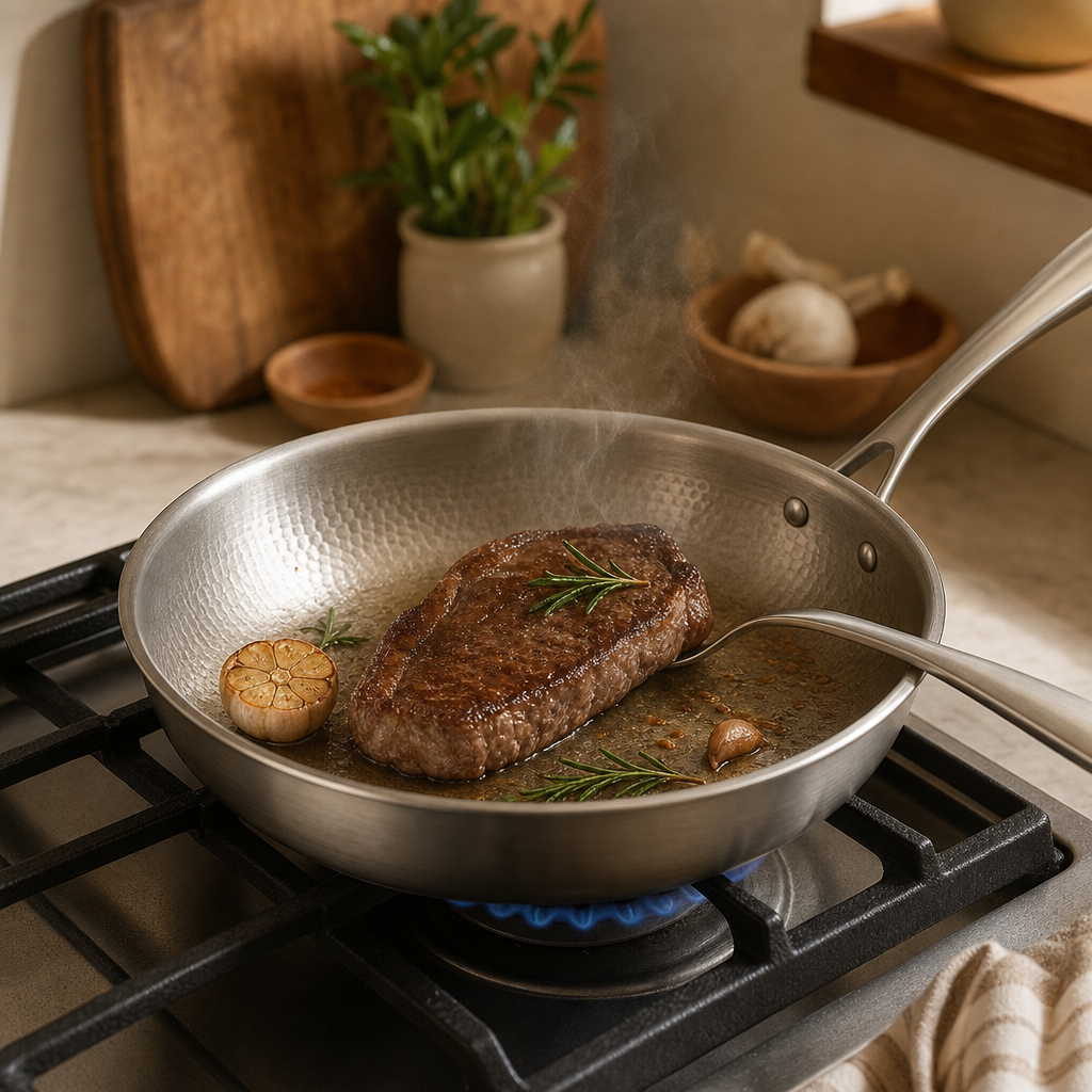 Tri-Ply Stainless Steel Frying Pan, Coating-Free