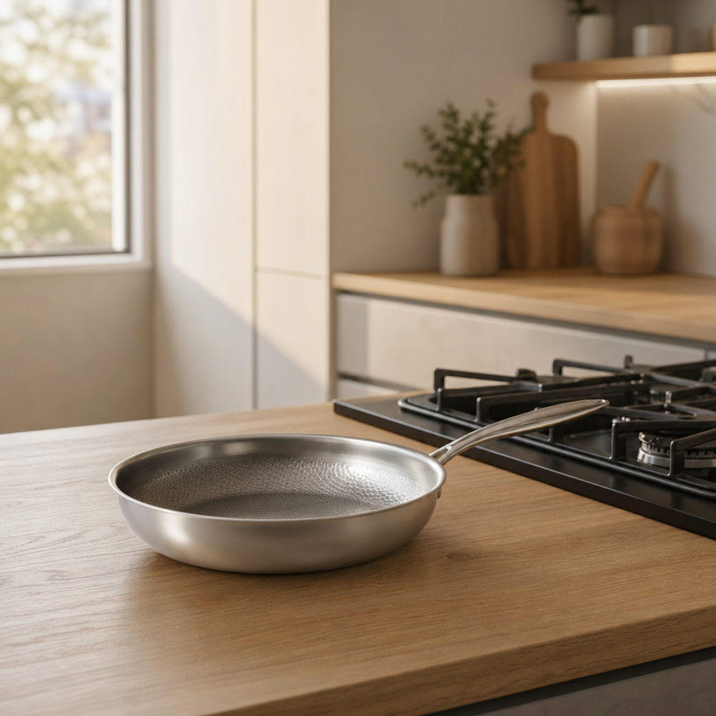 Uncoated Titanium Frying Pan with Hammered Finish