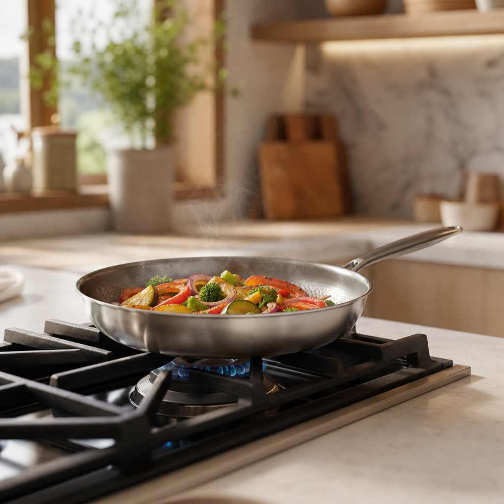 Uncoated Titanium Frying Pan with Hammered Finish