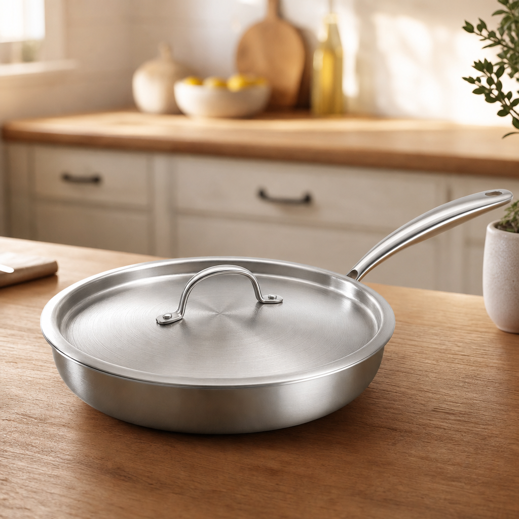 Uncoated Titanium Frying Pan with Hammered Finish